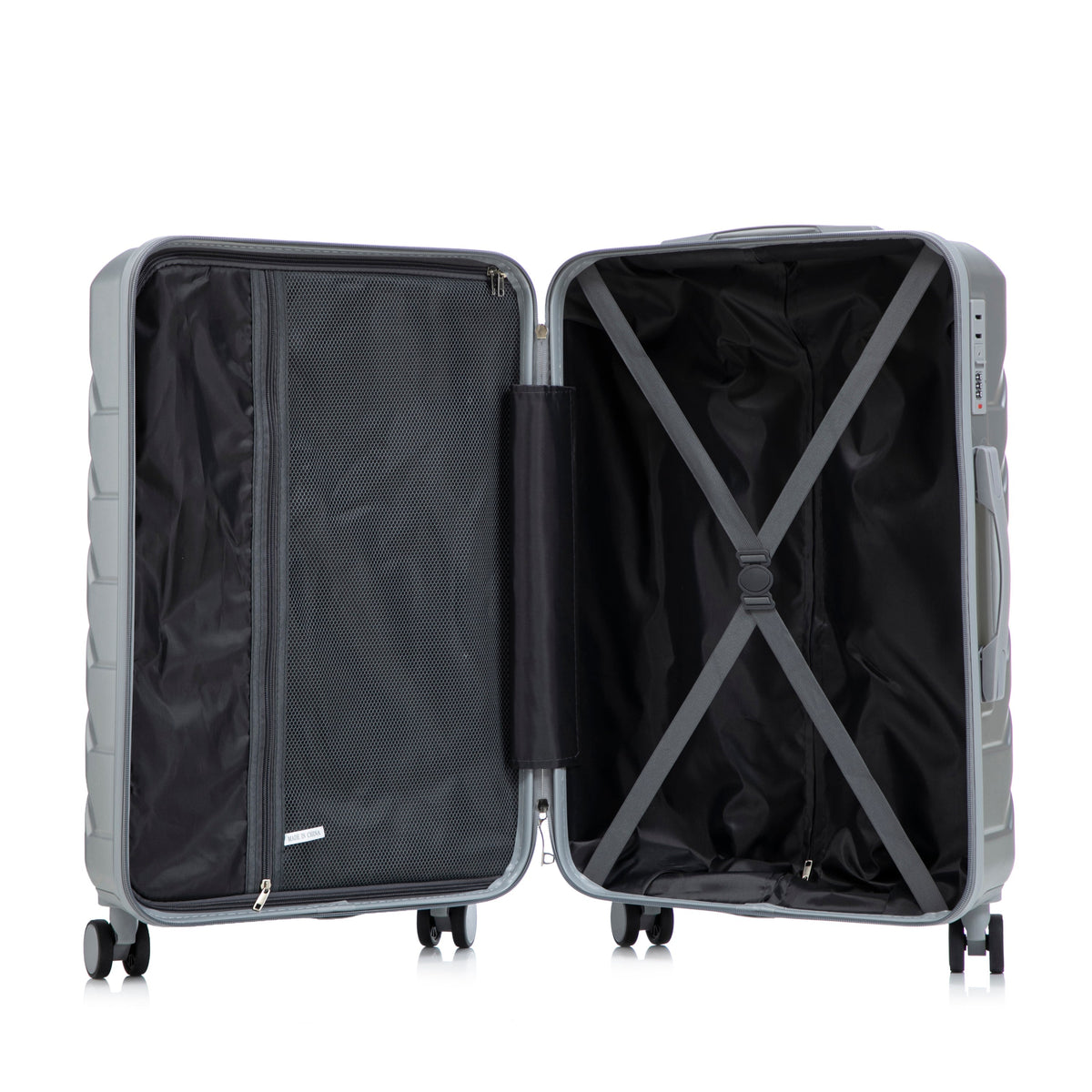 3-Piece ABS Spinner Wheel Luggage Set with Combination Lock - Silver