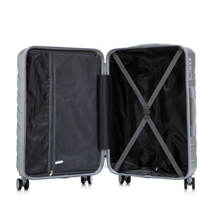 3-Piece ABS Spinner Wheel Luggage Set with Combination Lock - Silver