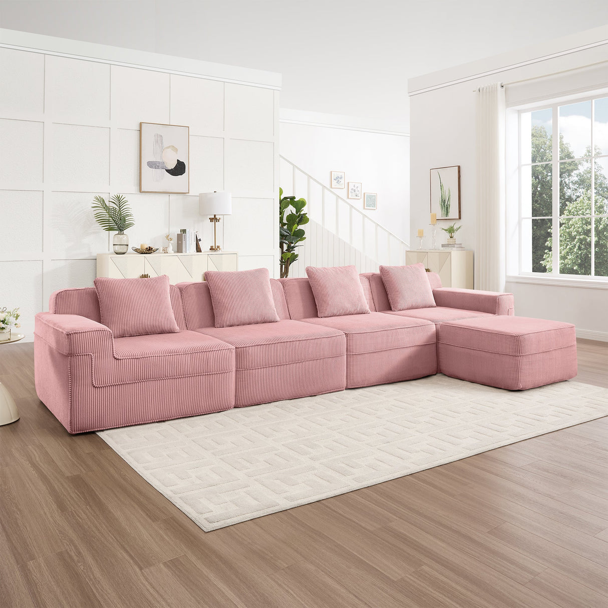 Modular 4 Seat L Shape Sectional Boneless Sofa