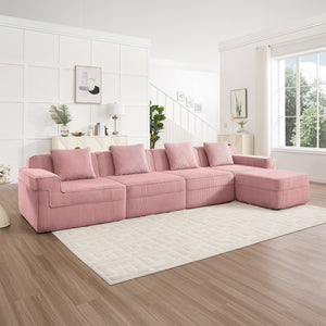 Modular 4 Seat L Shape Sectional Boneless Sofa