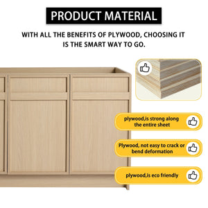 Modern Freestanding Bathroom Vanity with Soft Close Cabinet Doors - Light Brown