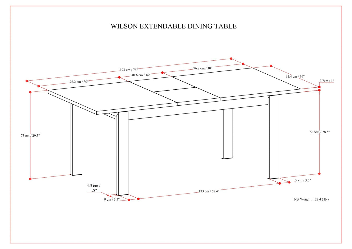 Wilson Rectagular Extendable Dining Table
