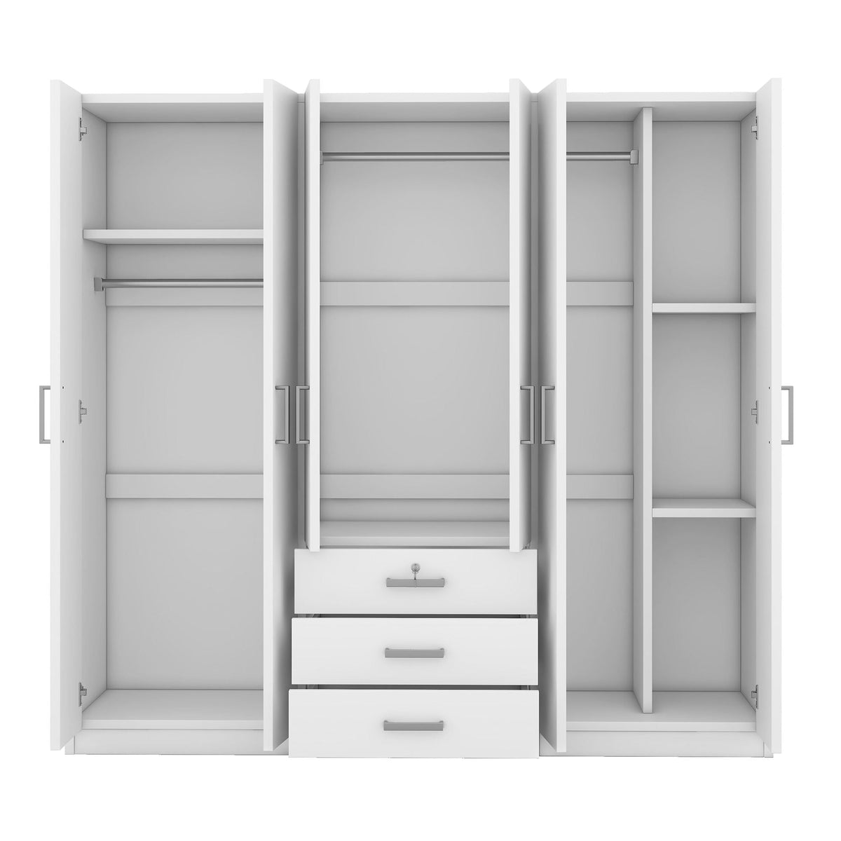 6 Doors Wardrobe Storage For Bedroom, With Big Drawers