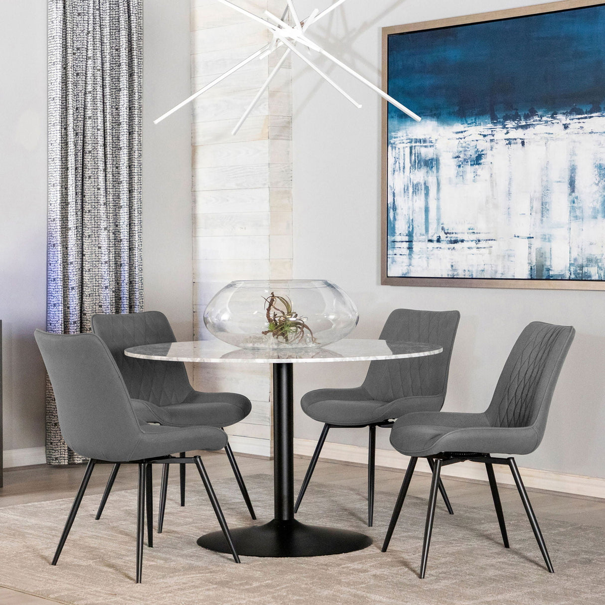 Tufted Swivel Dining Chairs (Set of 2) - Gray