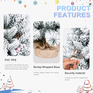 3FT Flocked Christmas Tree with PE/PVC & Pine Needle Branches