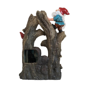 Decorative Woodland Gnome Water Fountain with LED Light - Brown