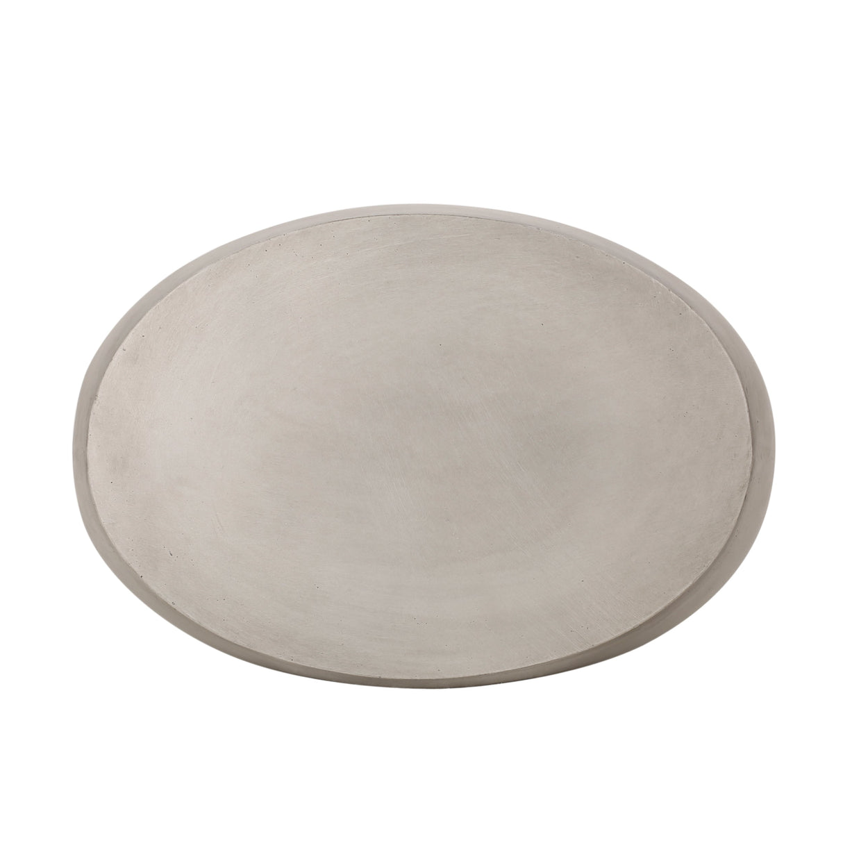 Outdoor Oval-Shaped Side Table, Light Grey