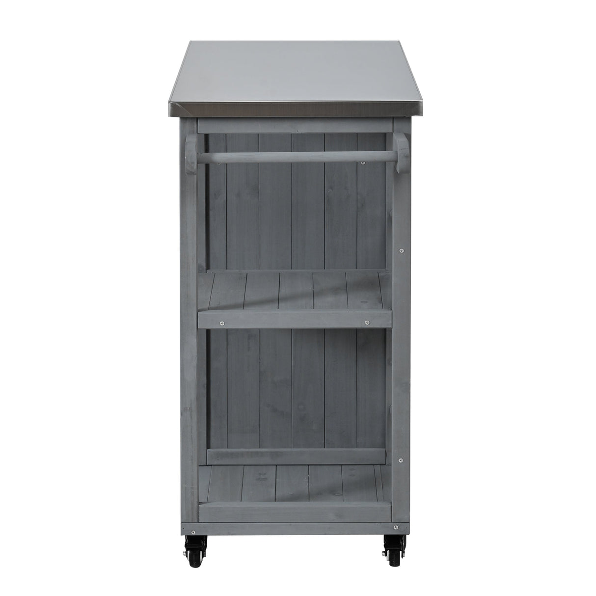 Outdoor Kitchen Island Fir Wood Prep Station with Stainless Steel Top