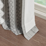 Cotton printed curtain panel with chenille stripe and lining