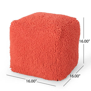 Sunny Square Pouf - Versatile Ottoman or Floor Cushion in Coral