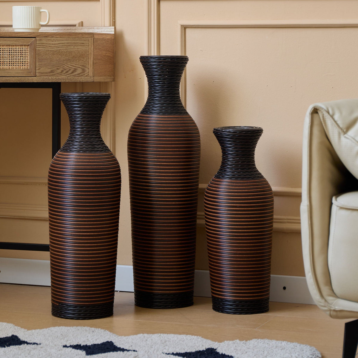 Classic And Neat Floor Vase, High Independent Flower Stand (Set of 3)