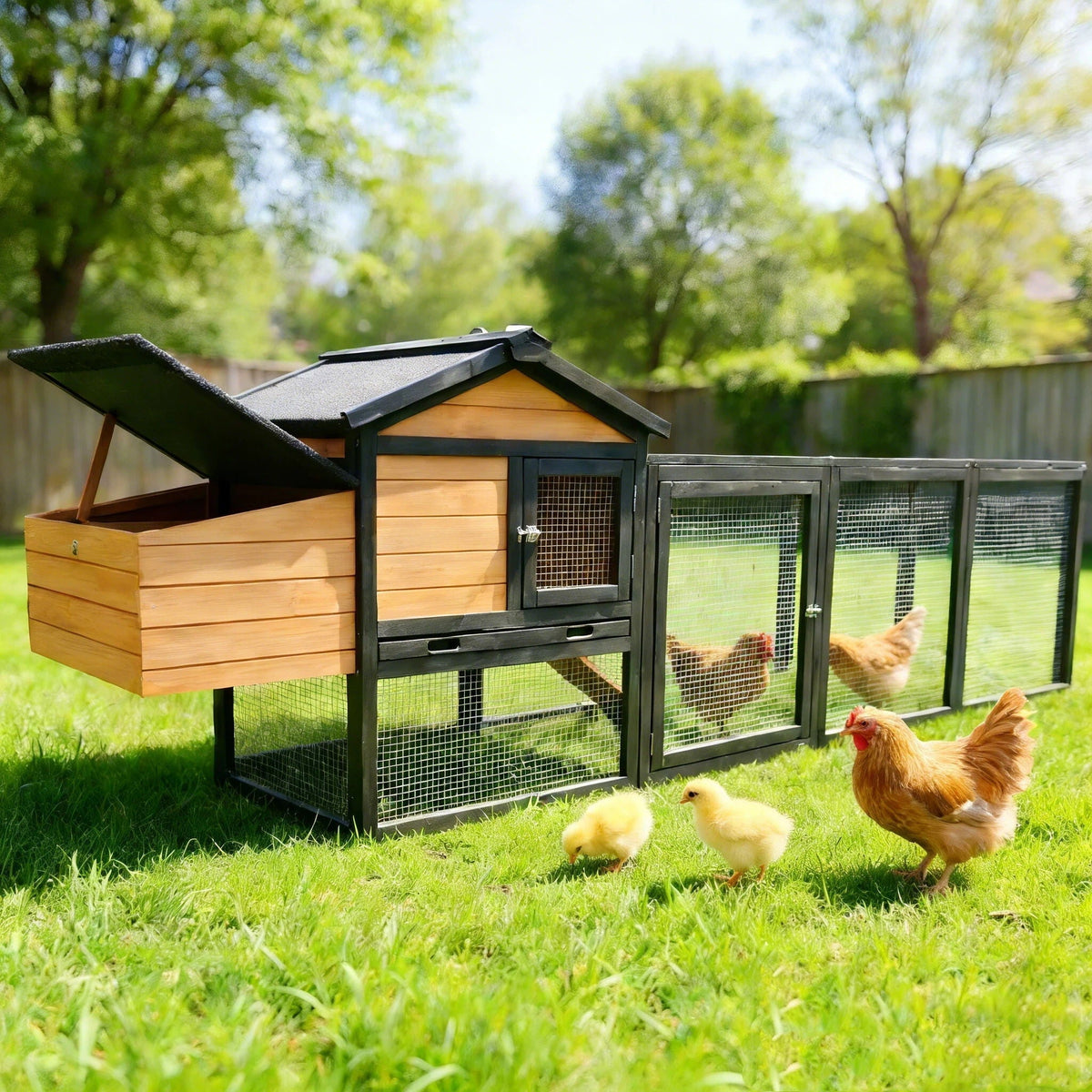 Chicken Coop With Run and Nesting Box - Multiple Sizes & Colors