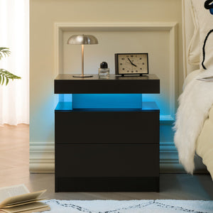 Modern LED Nightstand Bedside Table with 2 Drawers