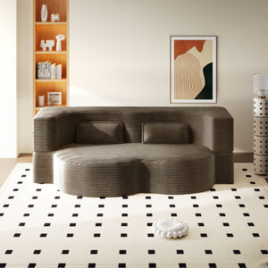 Modern Floor Sofa With 2 Pillows, Convertible Twin Size Folding Mattress For Living Room