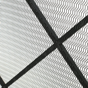 Minimalist Single Panel Iron Fireplace Screen With Diamond Design
