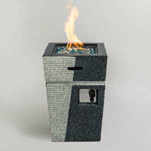 20" Propane Gas Fire Pit Table, 50000 BTU Square Concrete Fire Pit