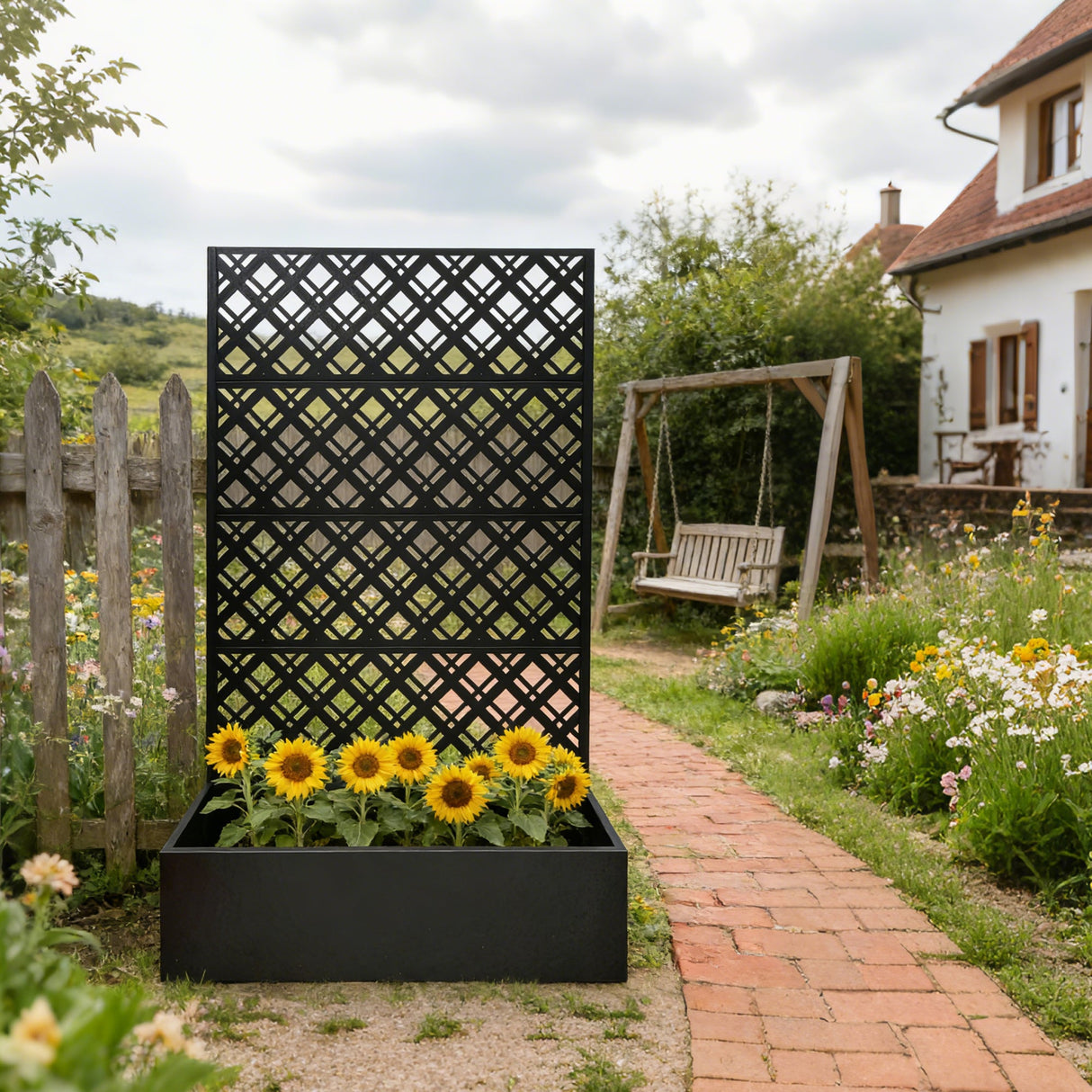 Metal Planter Raised Garden Bed with Trellis