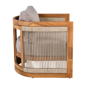 4-Piece Patio Seating Group with Acacia Wood and Woven Rope Accents