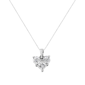 10K White Gold 1.0 Cttw Round-Cut and Princess-Cut Diamond Heart Shaped 18" Pendant Necklace (H-I Color, SI2-I1 Clarity)