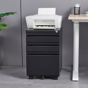 Contemporary 3 Drawer Mobile Filing Cabinet With Lock, Metal Office Storage For Legal / Letter Size