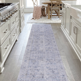 Area rug, washable rug, low-pile, non-slip, non-shedding, foldable, kid & pet friendly - area rugs for living room, bedroom, kitchen, dining room rug - perfect gifts, (blue+cream, 2'6'' x 10')