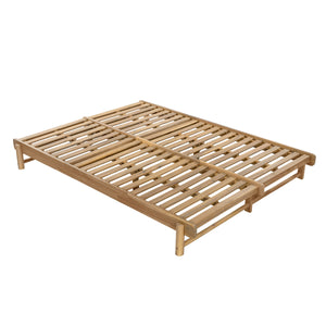 Light Teak Finish Acacia Wood Double Chaise Lounger