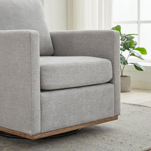 Modern Square Upholstered Swivel Accent Chair With Metal Base
