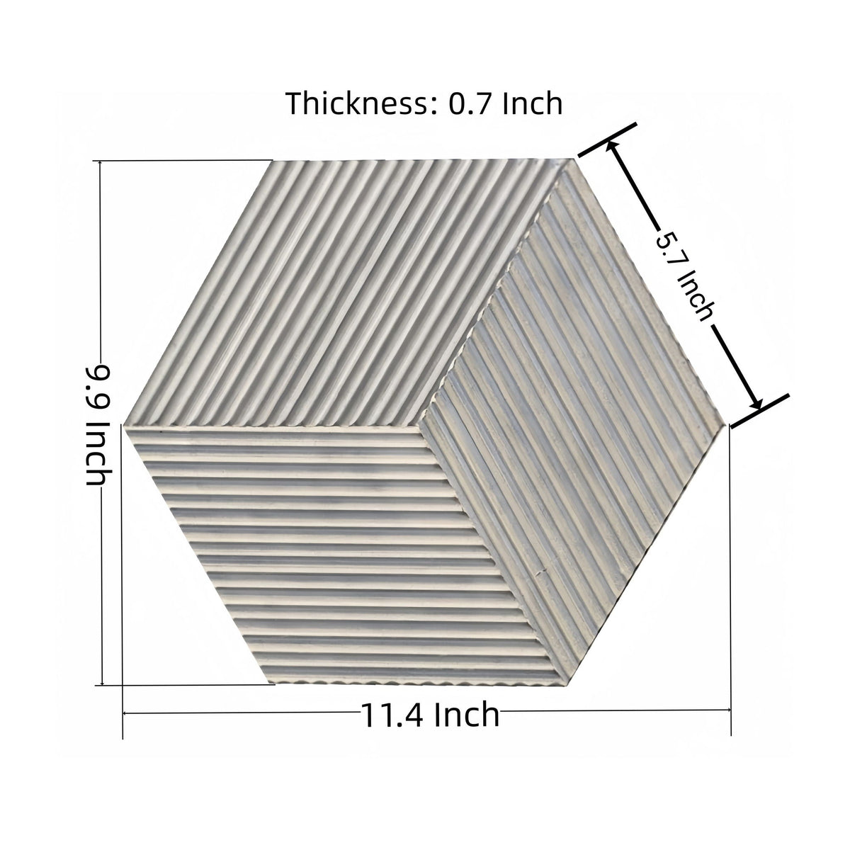 Hexagon Natural Stone Marble Tile, 3D Fluted (Set of 12)