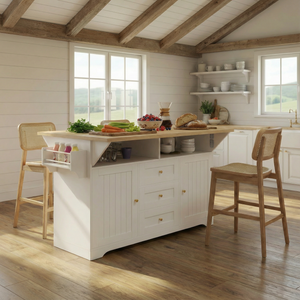 Large Kitchen Island with 2 Drop Leaf and Power Outlet
