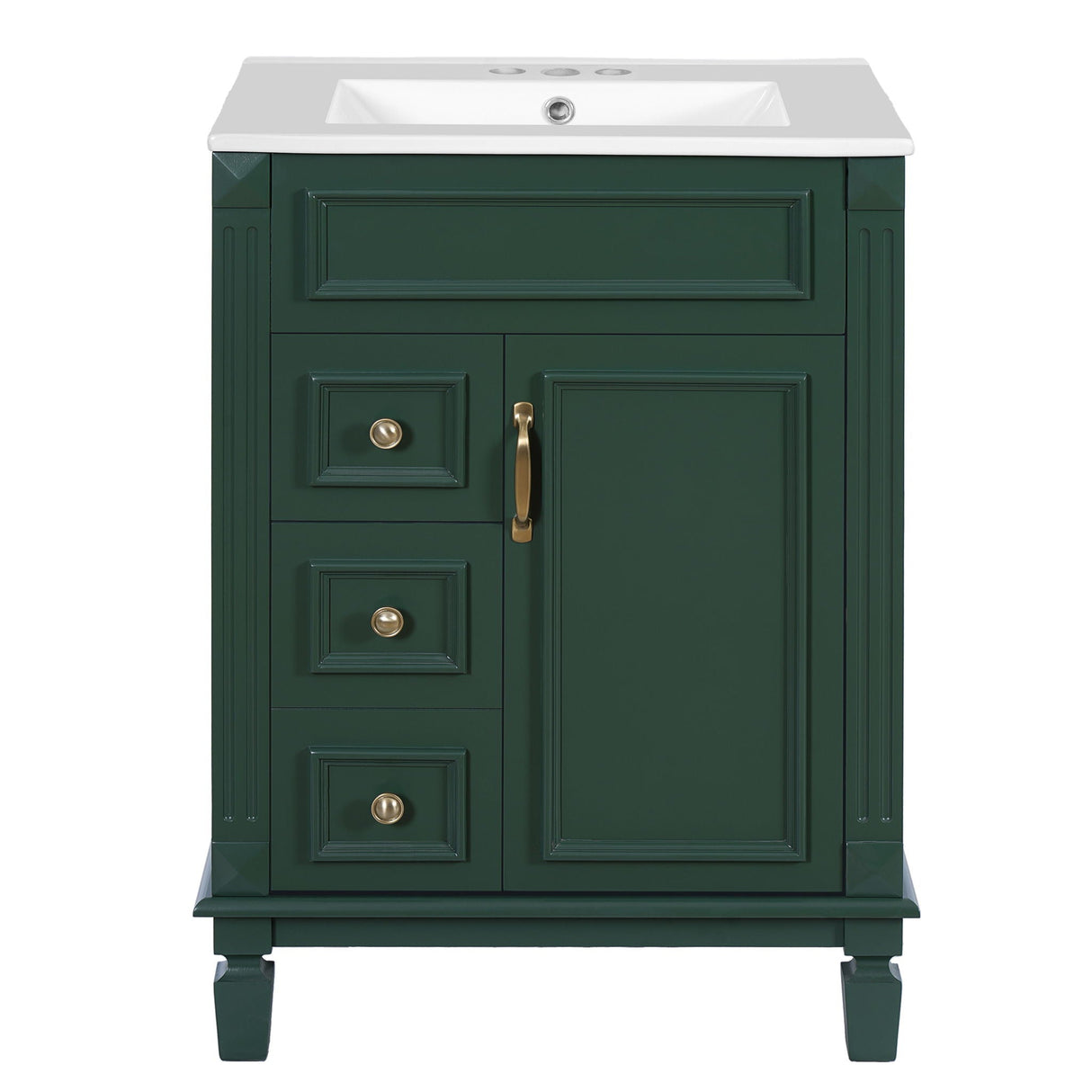Bathroom Vanity With Sink, Compact Cabinet & 2 Drawers And Adjustable Shelf