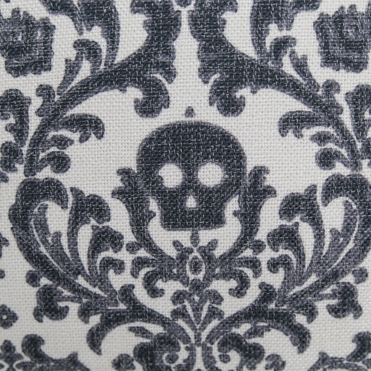 Baroque Skull Damask Accent Pillow – Black & White Day of the Dead Accent Cushion