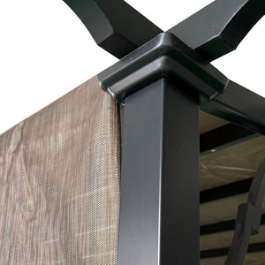 13' X 7.7' Outdoor Pergola Sun Shade Cover Cloth Patio Canopy Hdpe Permeable With Grommets - Brown