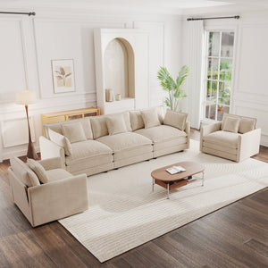 Modern Light Coffee Chenille Sofa Set of 3