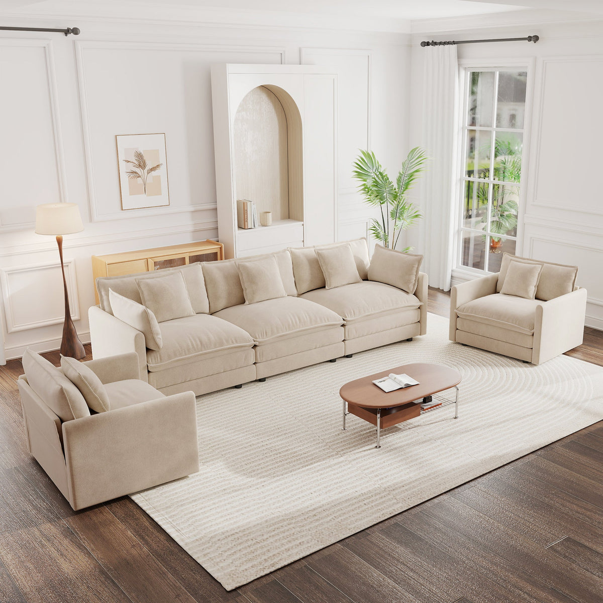 Sofa Set of 3: Living Room Sofa Set with Accent Chairs