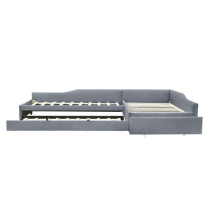 Upholstered Double Daybed With Trundle And Drawer