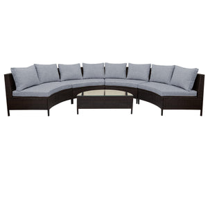 TOPMAX 5-Piece Gray PE Rattan Outdoor Patio Sofa Set