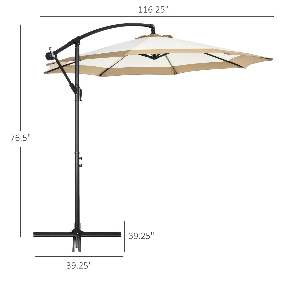 Outsunny 10FT Cantilever Umbrella with Crank and Cross Base
