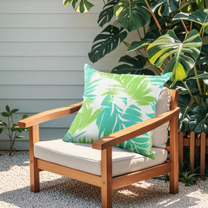 2 Pack Water-Repellent Outdoor Pillow Covers - Tropical Palm Aqua