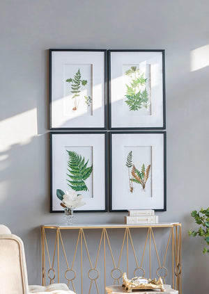 Botanical And Fern Wall Art, Wall Decor For Living Room Dining Room Entryway (Set of 4) - White / Black