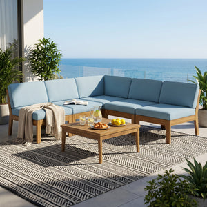 Grenada 5 Seater Acacia Wood Sectional Armless Sofa Set