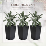 Outsunny set of 3 tall planters with drainage hole, outdoor flower pots, indoor planters for porch, front door, entryway, patio and deck