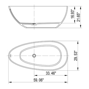 Solid Surface Stone Resin Freestanding Egg Shape Bathtub For The Bathroom - Matte White