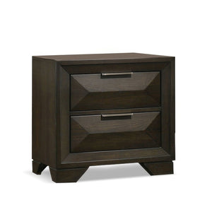 3 Piece Bedroom Set With Faceted Panels Bed And 2 Nightstands