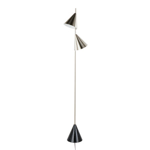 Cone 65' Contemporary Metal Floor Lamp in Plated Nickel with Black Faux Marble Base
