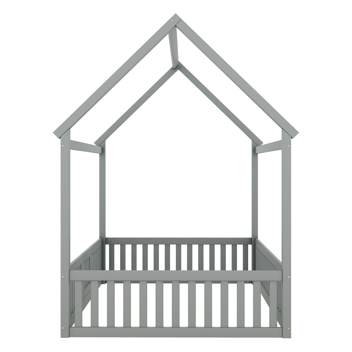 Wood House Bed With Fence And Door