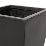 13' Outdoor Modern MGO Small Cast Stone Planter, Black