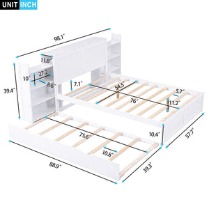 Storage Platform Bed With Pull Out Shelves And Trundle