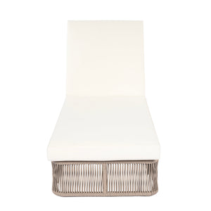 Beige and White Adjustable Sunlounge with Woven Rope Base