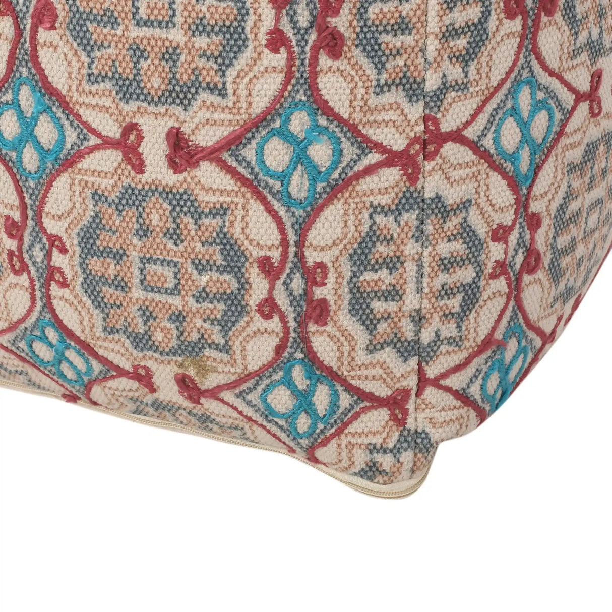 Amelia Handcrafted Fabric Pouf Rustic Elegance Multicolored