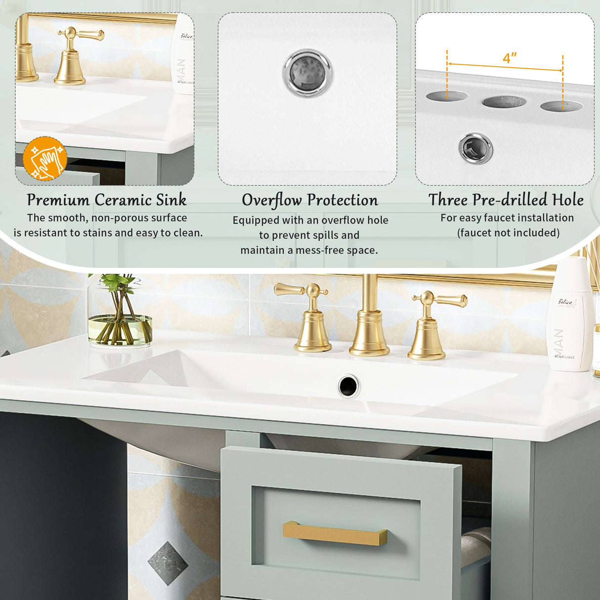 30" Bathroom Vanity with Sink Combo Set